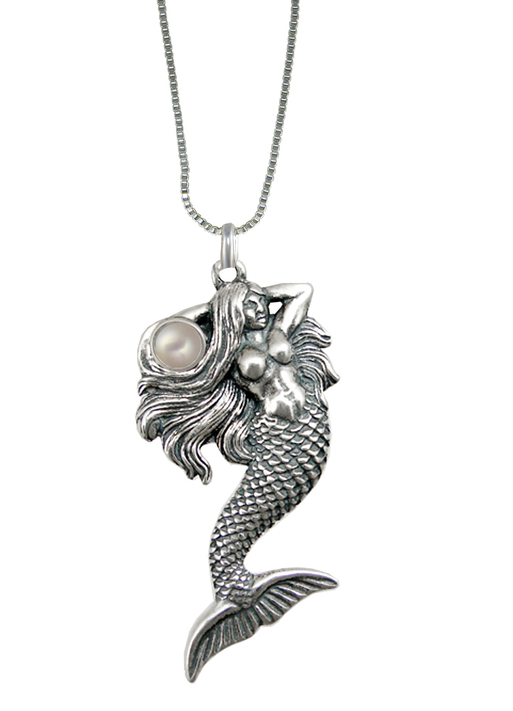 Sterling Silver Mermaid Miranda Pendant With Cultured Freshwater Pearl